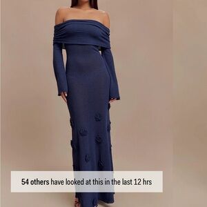 Meshki Off-Shoulder Long Sleeve Dress - Navy